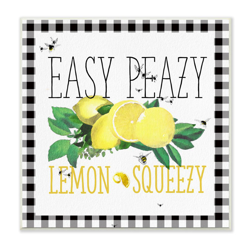 «Easy Peazy Lemon Squeezy Kitchen Humor Plaid Word Design» par the Evening Evening Post - impression d'art graphique