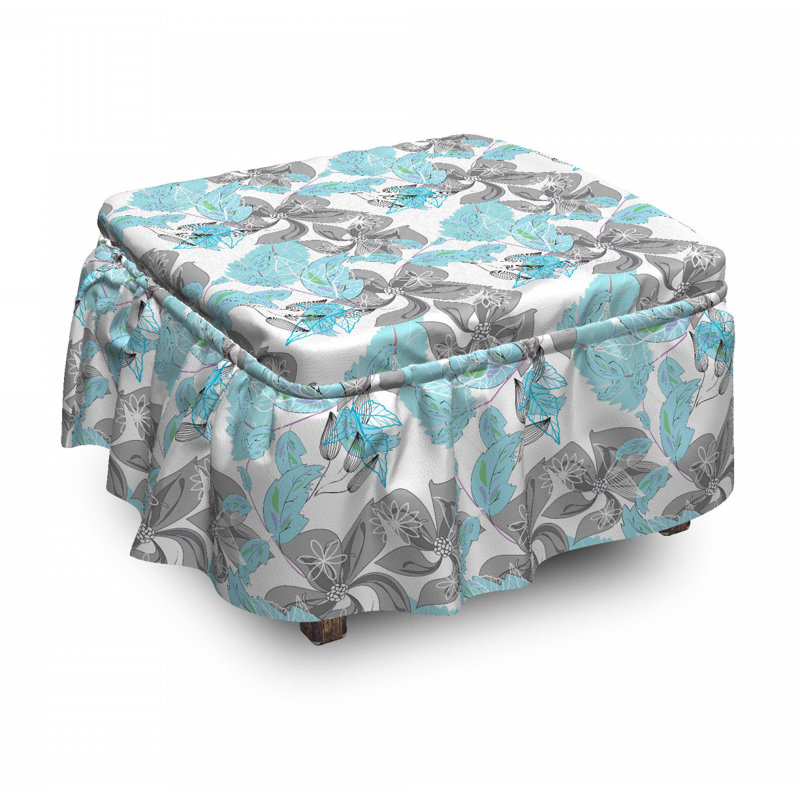 Housse pour repose-pieds fleurs et feuillage