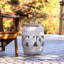 Tabouret de jardin en forme de cercles blancs entrecroisés de 16 po Lucky Coins, table d'appoint, siège et support pour plantes-2070032167