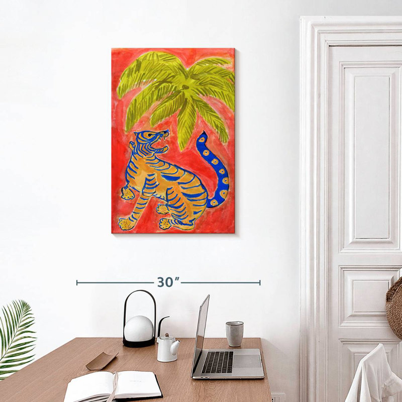Brampt Tiger Under Palms, 30" H x 20" W