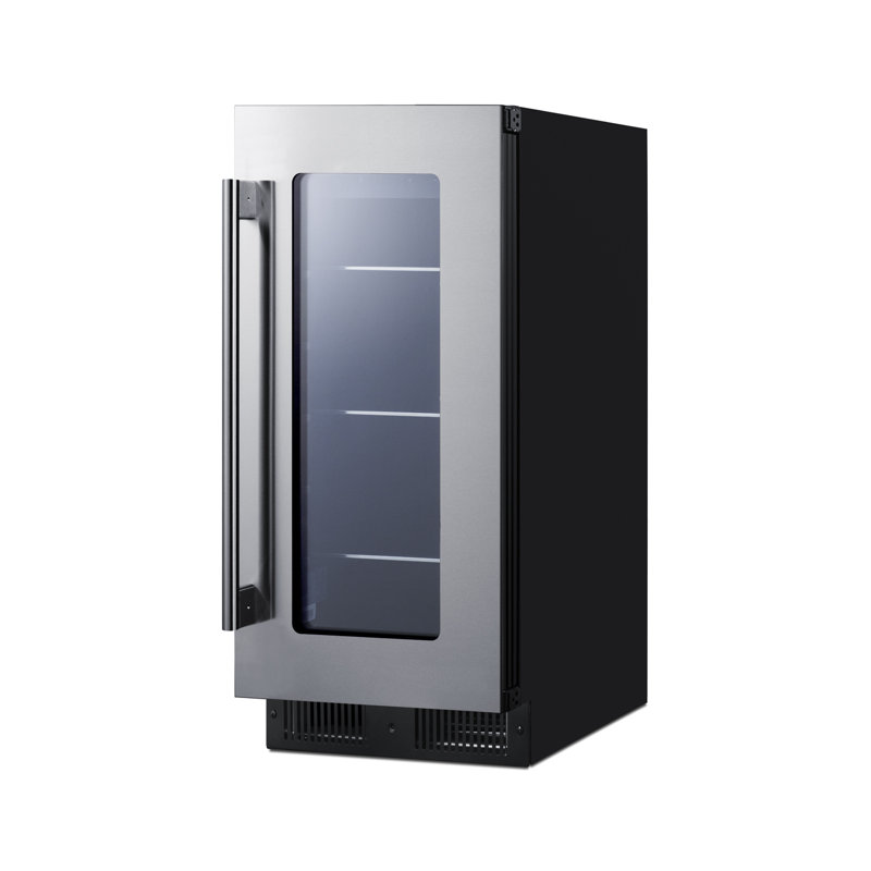 Summit Appliance 14.75'' W Convertible 30 Cans (12 oz.) 2.3 Cubic Feet Beverage Cooler with Reversible Glass Door, Black
