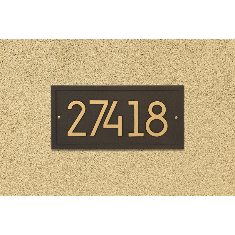 Rectangle Modern Personalized 1-Line Wall Address Plaque, Aged Bronze, Yes