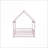 Full Size Rubber Wood House Floor Bed Frame with Roof &amp; Guardrails - No Box Spring Needed, Pink Bedroom-703077322-703077317