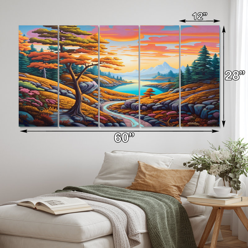 Mountain View Dreams - Countryside Canvas Print - 5 Equal Panels
