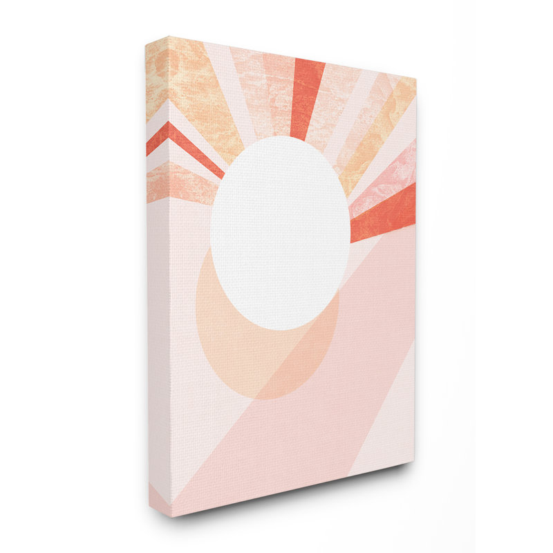 «Peach Mod Stone Texture Geometric Suns Rising» par Daphne Polselli, impression, H 20 po x l 16 po x P 1,5 po, Toile tendue