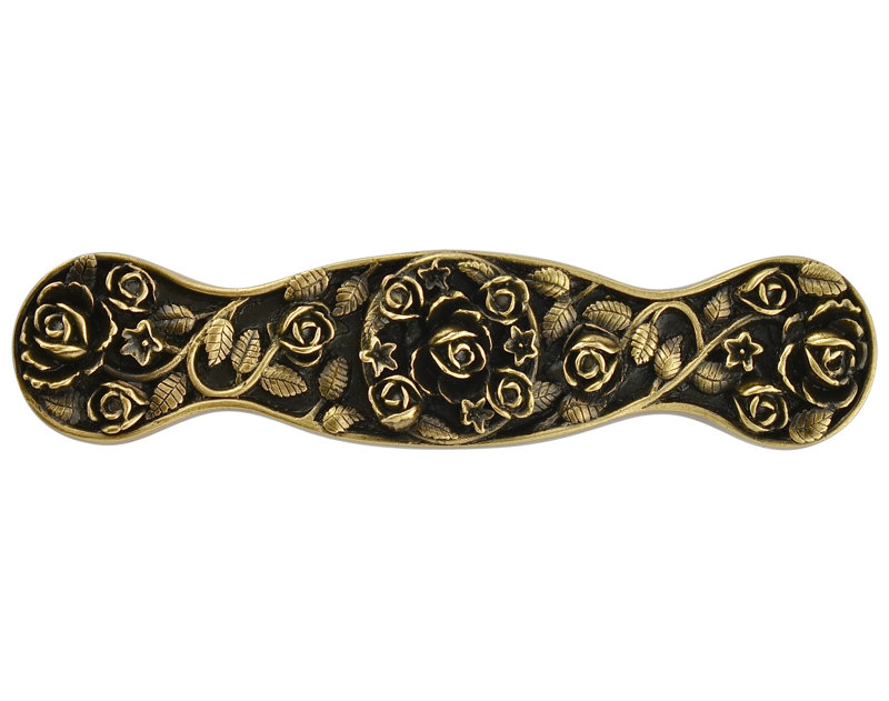 Floral Bar / Handle Pull, Antique Brass