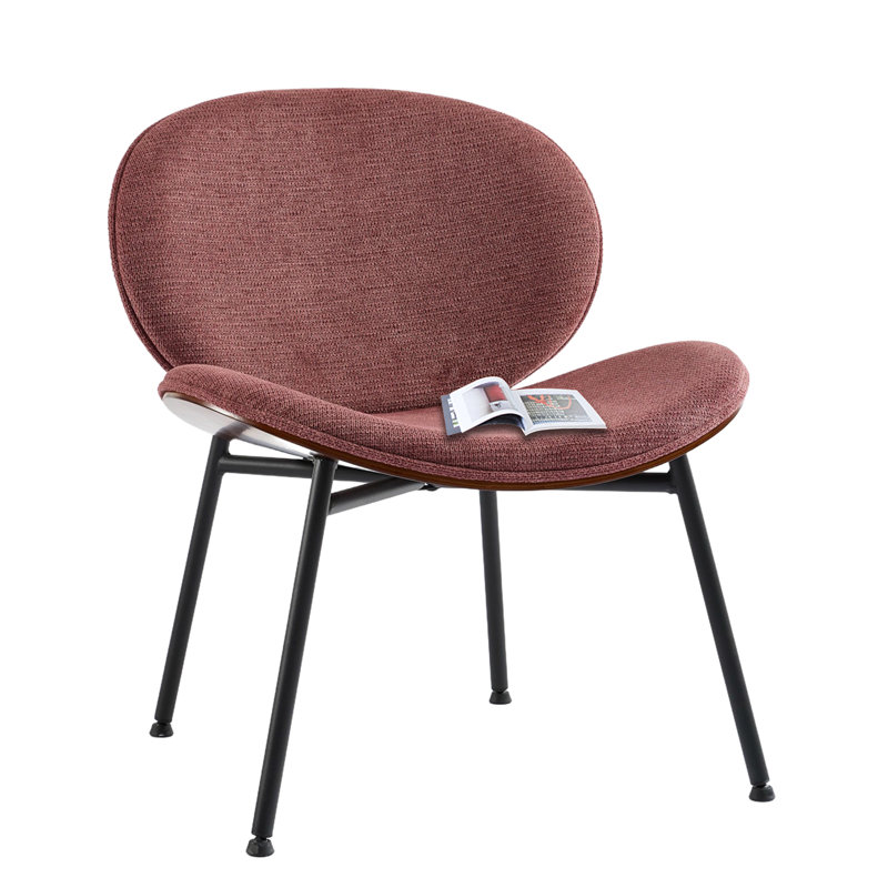 Chaise en métal avec pieds en métal noir, Rose