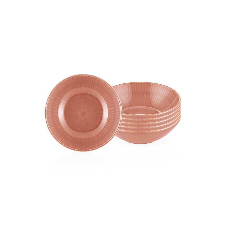 Ebern Designs Nicoleta 100% CERAMIC Salad Bowl, Salmon