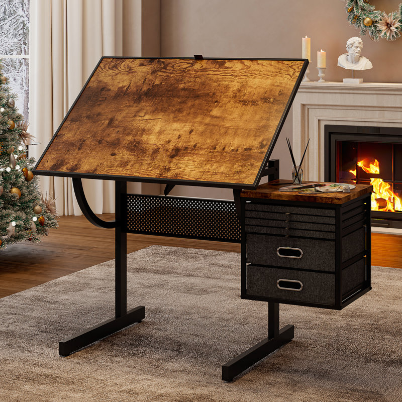 Drafting Table With 4 Trays And 2 Storage Drawers