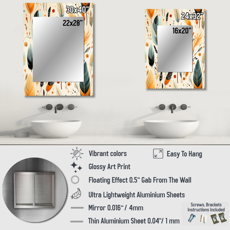 Denicia artistique nomade Boho motif tons de terre - miroir mural boho, miroir décoratif boho, impression sur métal