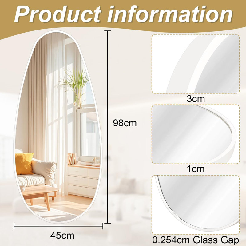 Aluminium Irregular Mirror, White