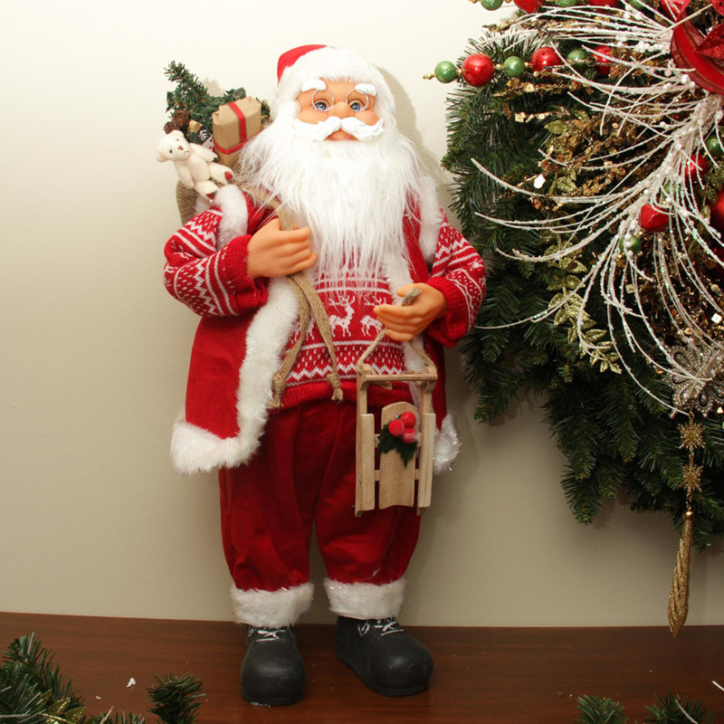 Figurine de père Noël debout 24 po rouge et blanc