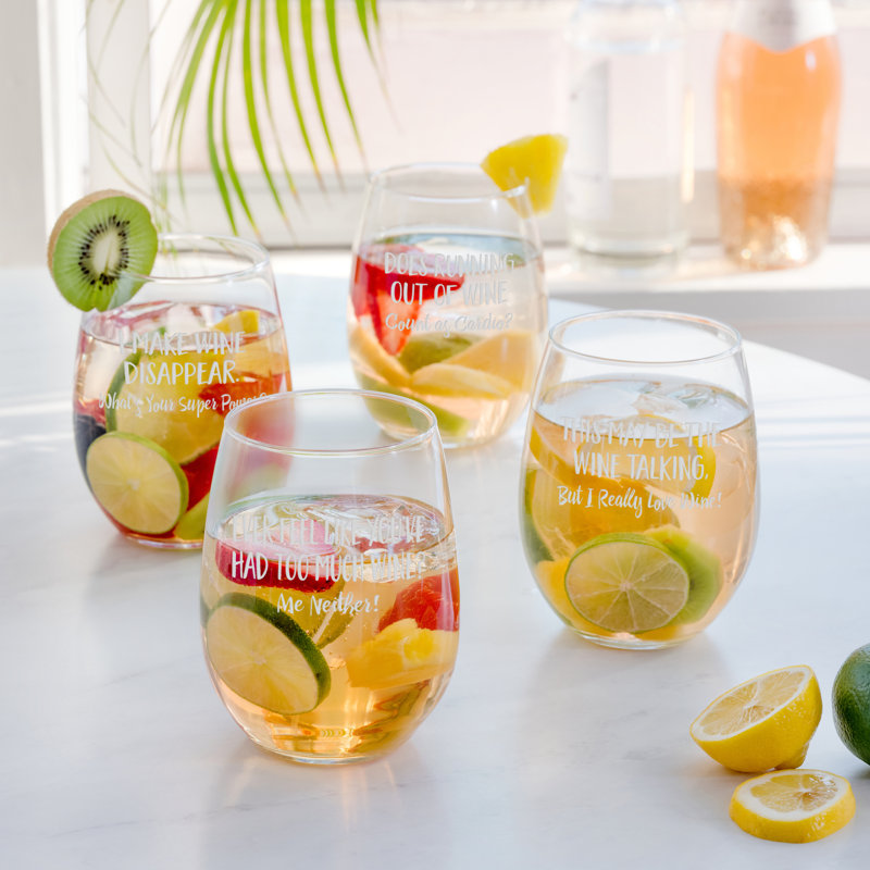 Orodell 21oz. Stemless Wine Glass Set, Clear