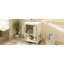Meuble-lavabo de 61 cm (24 pouces) avec rangement fermé et lavabo en céramique lisse, et armoire pratique avec tablette ouverte.