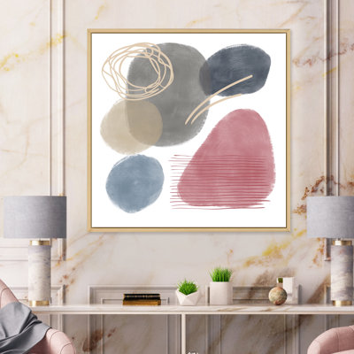 Éléments abstraits rouges, bleus et gris organiques - Peinture sur toile