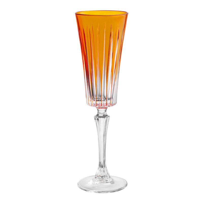 Colored Champagne Flute Glasses - Purple Toasting  Flute Glass - Set of 6 -  7 oz -Made in Europe, Amber