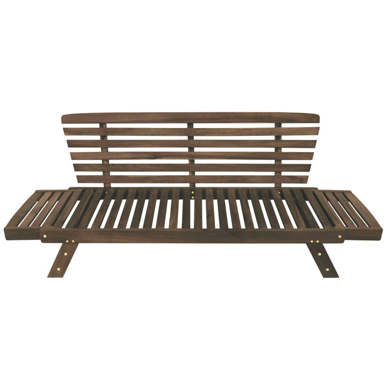 Outdoor Adjustable Patio Wooden Daybed Sofa Chaise Lounge With Cushions For Small Places,Cushion, Dark Brown, White