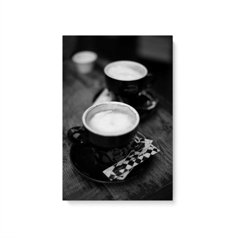 Espresso Break en noir et blanc, Toile tendue, Ne s’applique pas, H 18 po x l 12 po