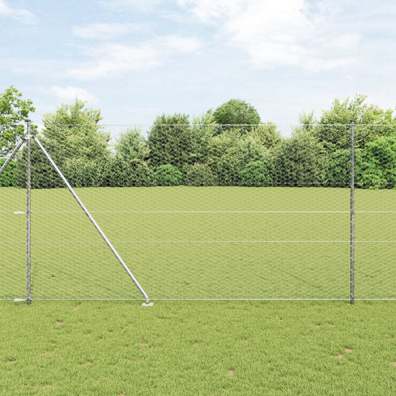 Hexagon Fence Galvanised Steel, Grey, 160cm H x 2500cm W