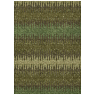 Tapis extérieur lavable rayé vert olive et vert foncé 5 pi x 8 pi