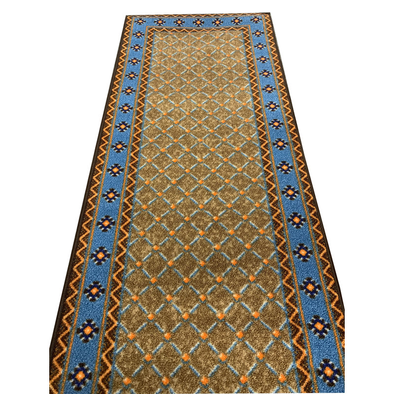 Rachapudi Geometric Synthetic Non-Skid Kitchen Mat, Runner 1.8' x 4.11"