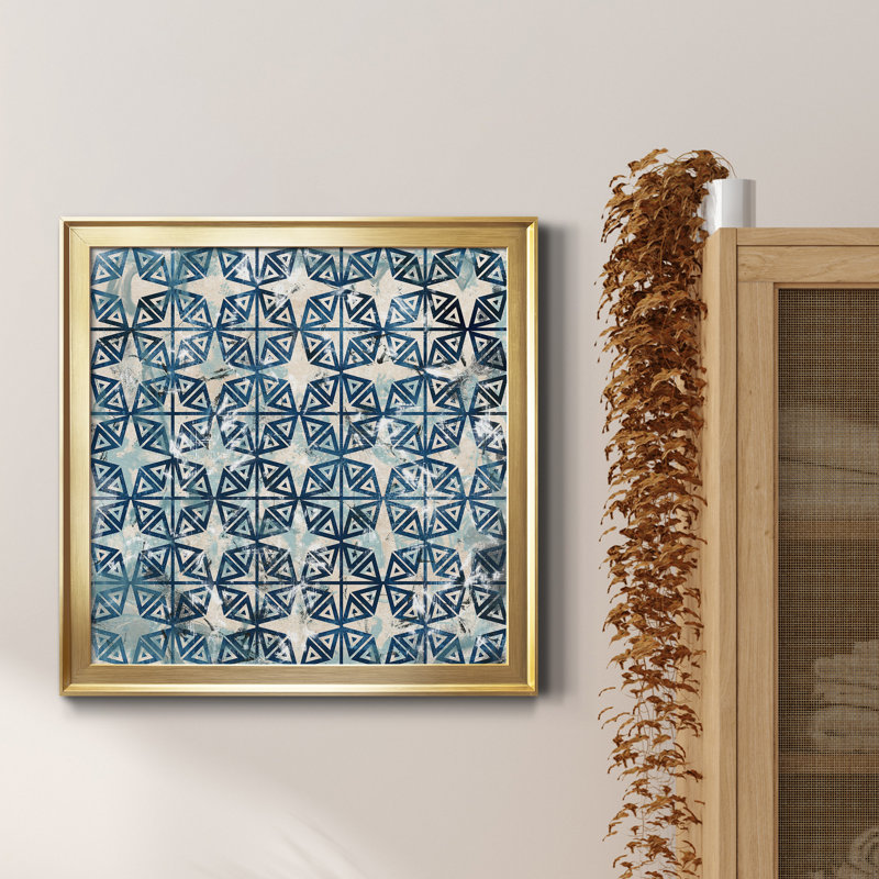 «Tile-Dye IV», reproduction encadrée de qualité supérieure - prête à être suspendue, H 35,5 po x l 35,5 po x P 1,5 po, Blanc