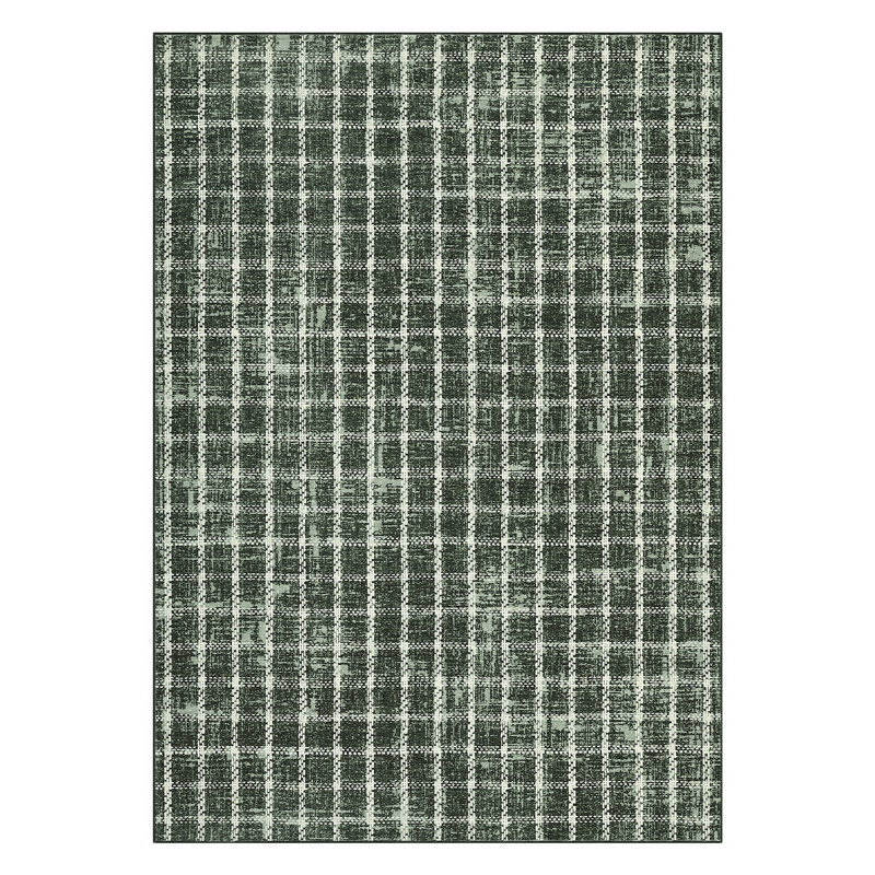 Tapis à motif géométrique à carreaux pour salon, cuisine, 8 x 10 pi (vert)