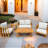 Baryn Acacia 4-Person Patio Sofa Seating Group With Cushions