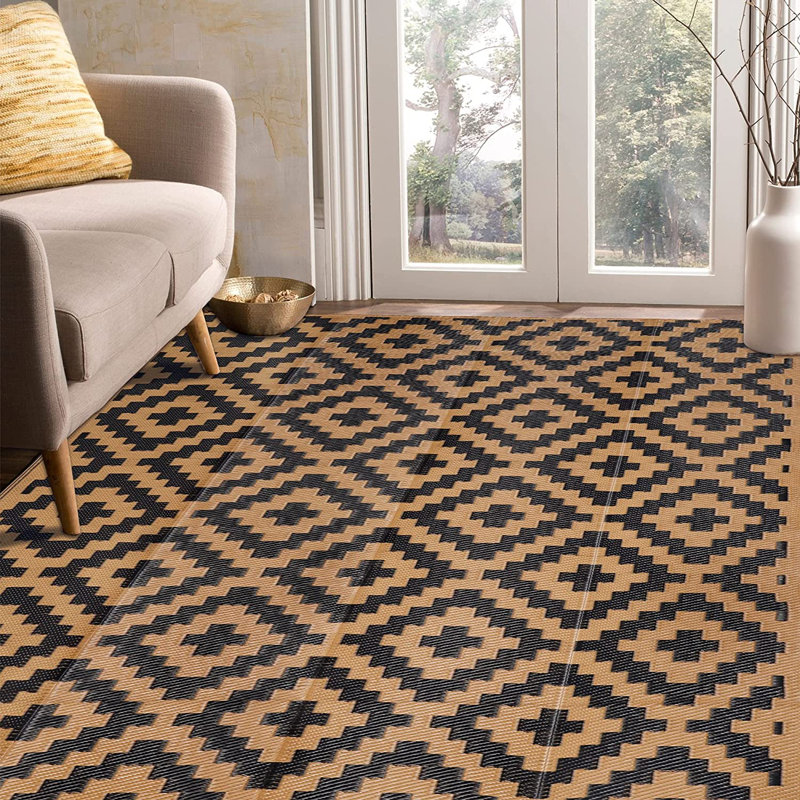 Tapis d'extérieur en plastique à paille pour l'extérieur, véhicule récréatif, patio, cour arrière, terrasse, pique-nique, plage, remorque, camping 5 po x 8 po