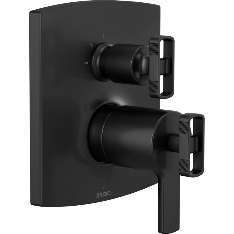 Kintsu® TempAssure® Thermostatic Valve with Integrated 3-Function Diverter Trim, Brilliance Black Onyx, Lever