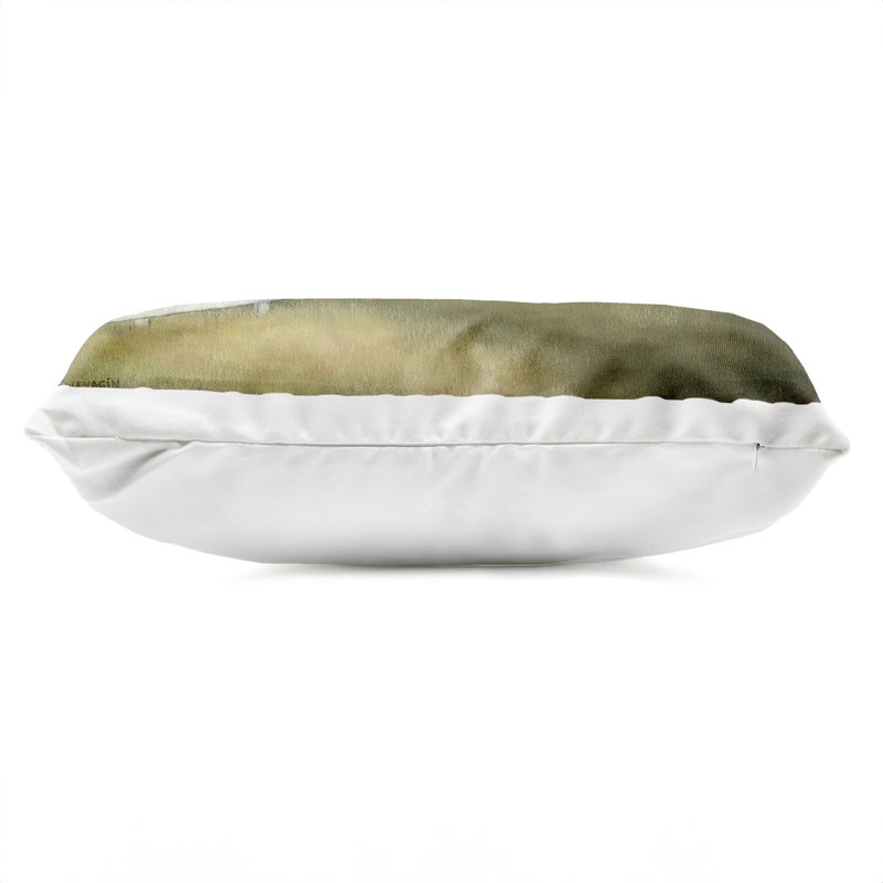 Coussin d'extérieur imprimé Tranquil Barn avec drapeau américain, design par David Swanagin