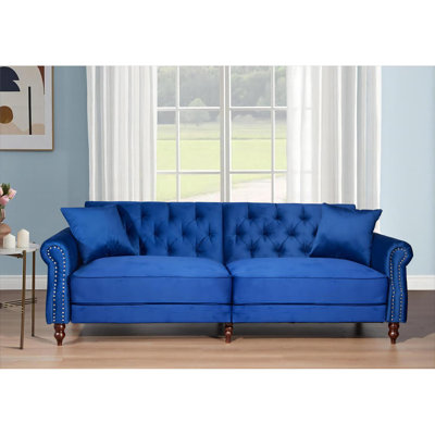 87.8 inchs Convertible Velvet Sofa Bed Sleeper Sofa Futon by Rosdorf Park