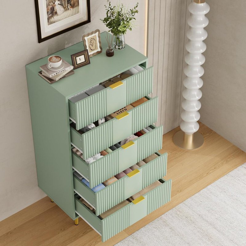 47cm W 5 - Drawer Chest of Drawers, Teal