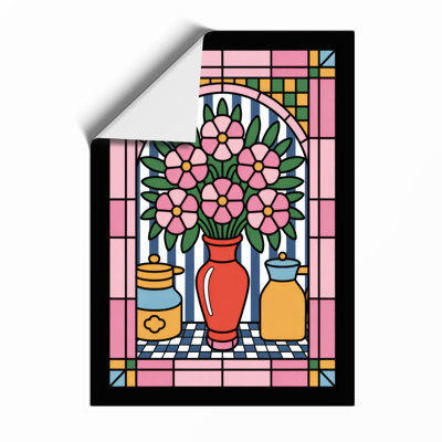 Stained Glass Bouquet Art Deco - Framed Print
