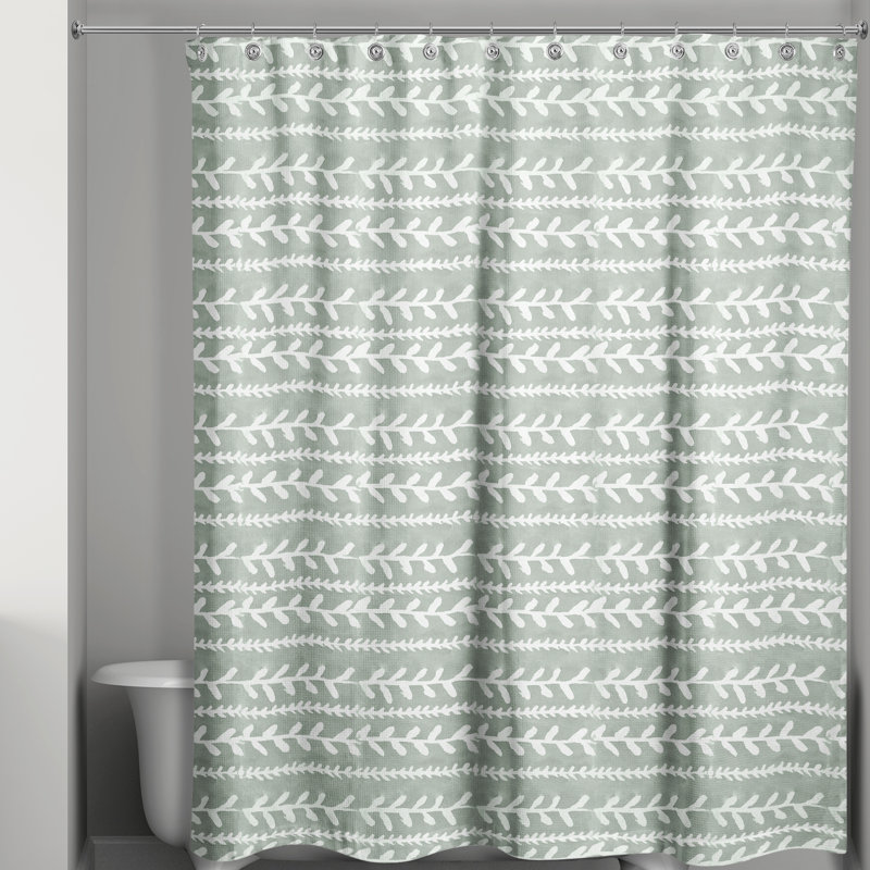 Rideau de douche simple à motif floral Trimont, Sauge