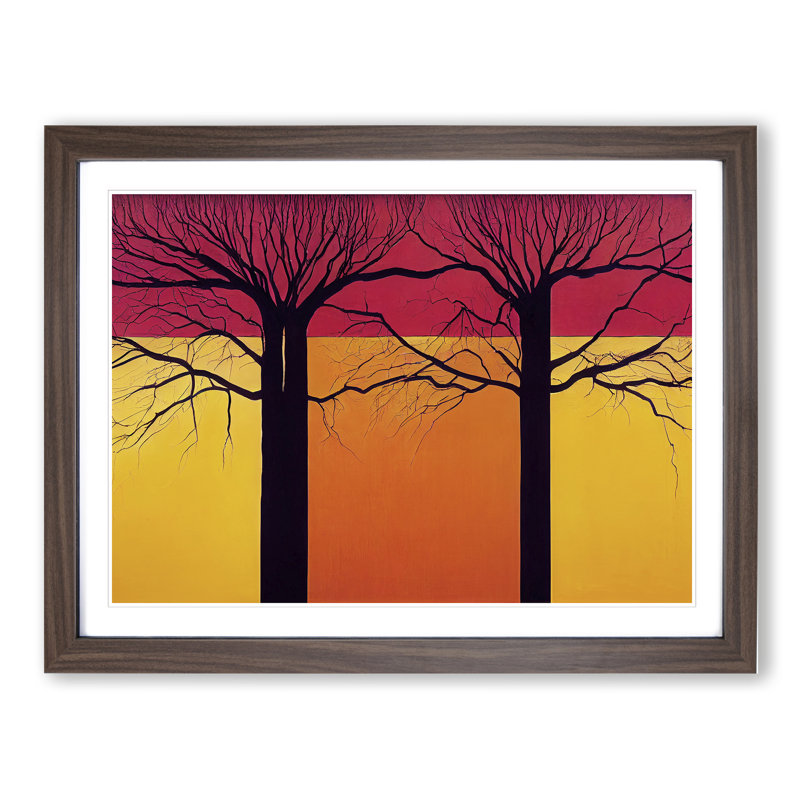 Excellent Abstract Trees - Framed Print, 25cm H x 34cm W x 2cm D, Walnut