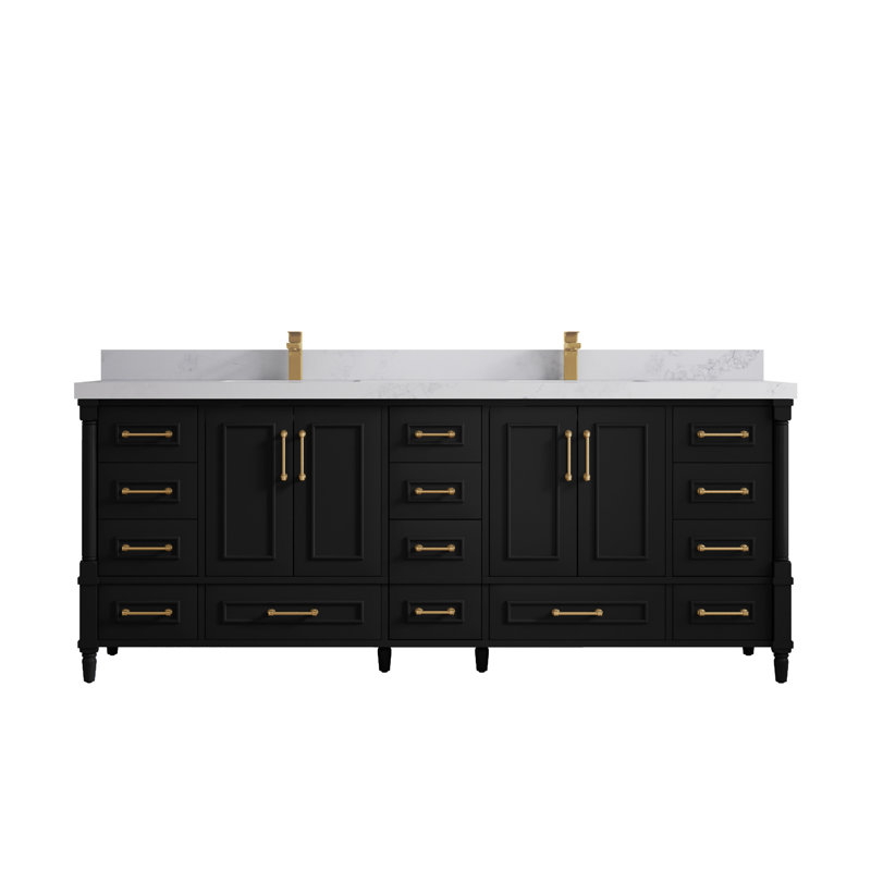 Aberdeen Bathroom Vanity, Calacatta Nuvo, Hale Navy Blue