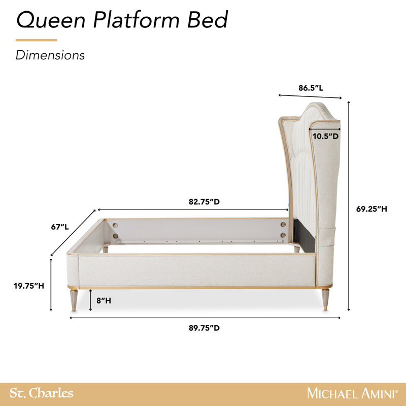 St. Charles Queen Upholstered Bed - Dove Gray, Queen