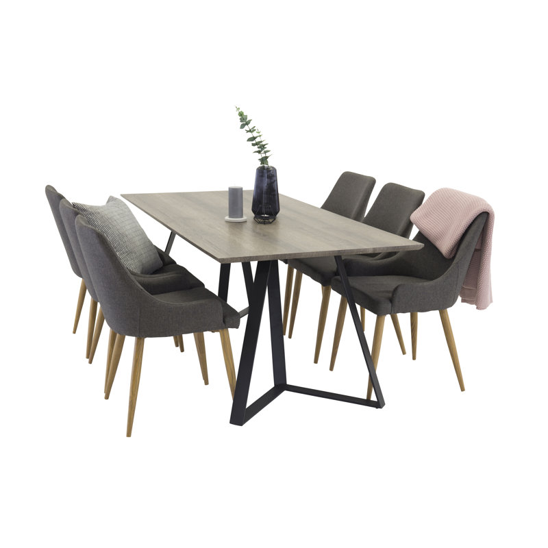 Dallas 6 - Person Dining Set, Black/Oak