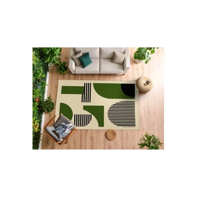 Tapis tissé à motif géométrique brun Mosso