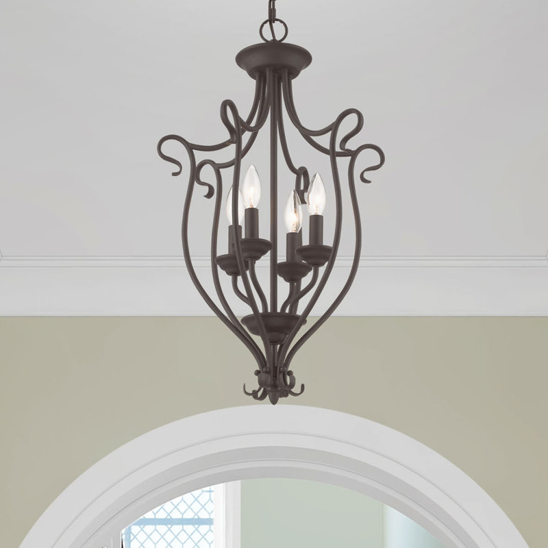 Lustre géométrique à 4 lumières Aquala, Bronze