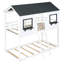 Lit superposé simple en bois massif (blanc) - Barrière de sécurité pour économiser de l'espace avec maisonnette
