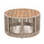 Table basse rustique en bois et corde, stable et facile à assembler, décorée de corde, diamètre 66 cm, couleurs neutres