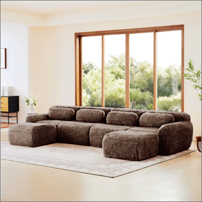 Canapé doux en peluche sans os avec méridienne, assise profonde et éponge haute densité pour des séances d'étude confortables