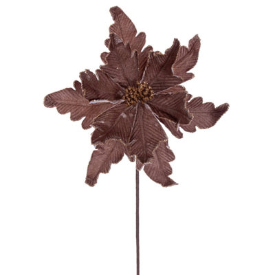 Vickerman 13" x 20" Deluxe Velvet Poinsettia Stem. It includes three pieces per bag.