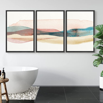 Paysage abstrait, reproduction d'art sur toile, ensemble abstrait, aquarelle, chaîne de montagnes, géométrie, désert, illustrations, art moderne, paysage rustique, pastel pour le salon, la chambre à coucher, le bureau