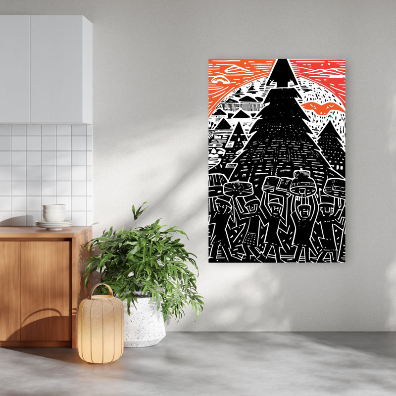 Forêt du Savoir Éveil - Affiche murale abstraite contemporaine représentant un paysage forestier, H 60 po x l 40 po