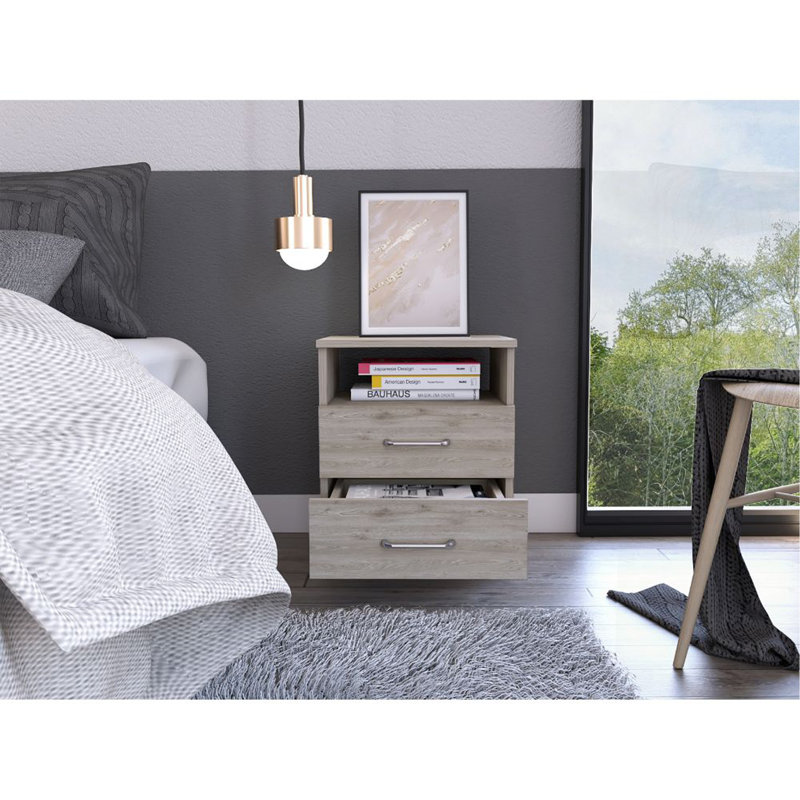 2-Drawer 1-Shelf Rectangle Nightstand