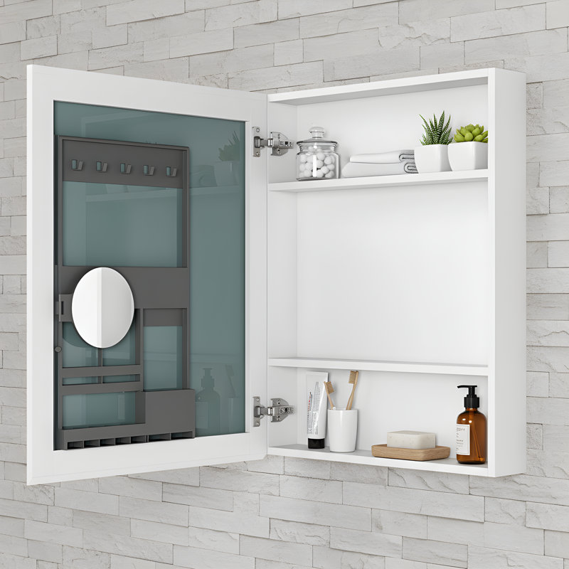 Armoire à pharmacie en bois l 24 po x H 30 po avec miroir et rangement, fixation murale, ouverture à gauche | Idée de cadeau