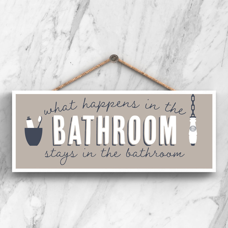 Vivid Squid Wholesale What Happens In The Bathroom - No Frame Print on Wood